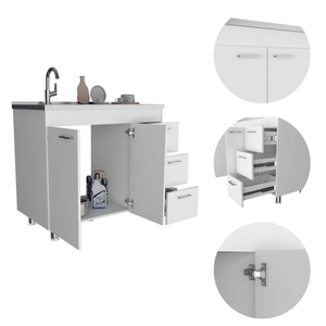 Mobile da cucina a tripla porta Rushville con Base a doppie porte e tre cassetti - Product Image 4