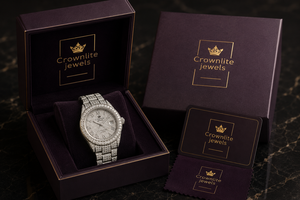 Reloj Cronógrafo de Lujo con Incrustaciones de Diamantes de Imitación en Oro Rosa para Hombre, Correa de Goma con Camuflaje Rojo, Reloj Deportivo con Incrustaciones Completas de Diamantes Moissanite - Product Image 4