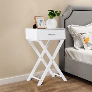 Contemporary X-Shape Nightstand with Drawer Accent Modern End <b>Side</b> Table - Product Image 5