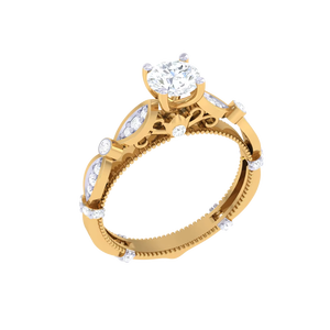Anillo de Boda Vintage de Diamantes para Mujer, Oro de Alta Calidad, Diseño de Media Eternidad - Product Image 5