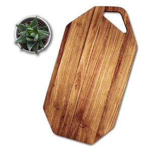 Tabla de cortar de madera premium hecha a mano con mango, tabla de cortar de madera maciza natural duradera para cocina, verduras y carne. - Product Image 5
