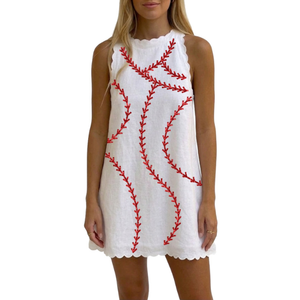 Robe décontractée pour femme, printemps-été 2026, simple, ample, respirante, longueur genou, avec sequins aux épaules, vente en gros - Product Image 1