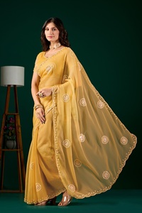 Vexotrend Indian Designer Women's <b>Satin</b> Chiffon <b>Saree</b> Beautiful Patola Design Traditional Style Wedding Diwali Party Wear - Product Image 3
