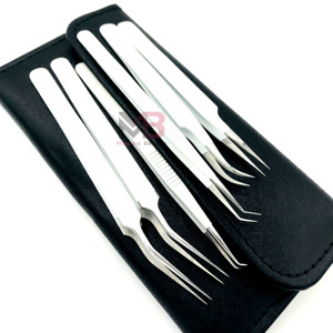 Pinzas Profesionales para Extensión de Pestañas con Punta de Fibra Blanca y Logotipo Personalizado, Material de Acero Inoxidable Sostenible - Product Image 5