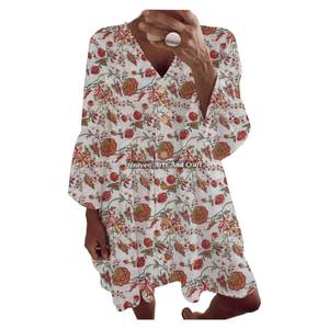 Nouvelle Robe Bohème Gypsy en Coton Imprimée au Bloc pour Femme, Collection Printemps-Été 2026, Fabrication Indienne - Product Image 4