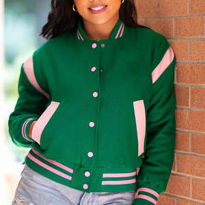 Veste universitaire pour femmes, marque privée, prix compétitif, étiquette personnalisée, nouvelle arrivée, veste universitaire courte - Product Image 2