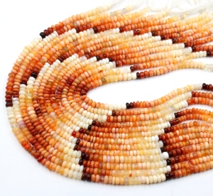 Cuentas Redondas Lisas de Ópalo de Fuego Mexicano Natural, Hilo de 13 Pulgadas, Gema de Ópalo de Fuego Genuina, Cuentas Espaciadoras Coloridas - Product Image 2
