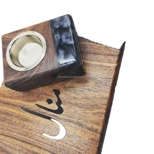 Porte-oud en bois fait à la main avec emballage cadeau de compte à rebours du Ramadan Ensemble de brûleur à bakhoor en résine époxy moderne - Product Image 4
