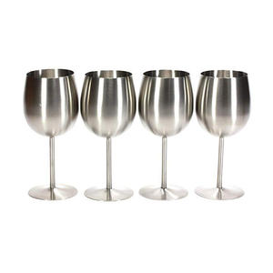 Copa de Vino Alta de Acero Inoxidable con Logotipo Personalizado, Grado 304, Copa de Vino Tinto Metálica para Champán - Product Image 1