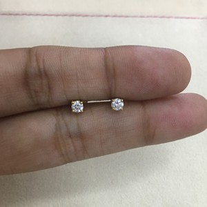 Brilliant Cut Natural Diamond Solitaire <b>Stud</b> <b>Earrings</b> Womens 0.24 Cttw 925 <b>Sterling</b> <b>Silver</b> Rhodium Plated Prong <b>Set</b> 2.5mm Trendy - Product Image 3