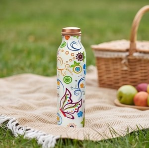 Botella de Agua de Acero Inoxidable con Tapa de Rosca de Cobre con Diseño Floral Bohemio, Perfecta para Hidratación, Viajes, Yoga y Oficina - Product Image 3