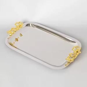 Assiette de service ovale martelée en cuivre plaqué, moderne, avec poignées, vaisselle et assiettes vintage faites à la main - Product Image 4