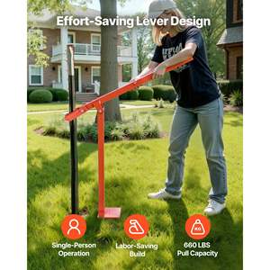 Extracteur de poteaux de clôture robuste 36T, outil de dépose de poteaux en T, chaîne de levage de 47 pouces pour l'élimination de clôtures, de panneaux, de souches d'arbres, treuils - Product Image 3