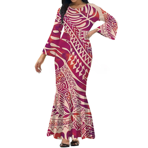 Venta Directa de Fábrica, Vestido Largo Informal para Mujer, Diseño Hawaiano, Estampado Polinesio, Talla Grande 5XL, Vestido de Alta Calidad con Mangas Acampanadas - Product Image 3