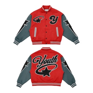 แจ็คเก็ตผ้าขนสัตว์แบบปักแขนหนังของผู้ชายเป็นมิตรต่อสิ่งแวดล้อมอุ่นได้ตามที่ต้องการ2025 - Product Image 1