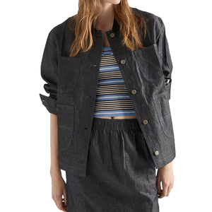 Premium Women Chambray Denim <b>Jacket</b> Oversized Casual Custom Utility Streetwear OEM Fashion <b>Lightweight</b> Outerwear Top Private Lab - Product Image 3