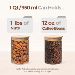 1 Qt <b>Clear</b> Glass Storage <b>Containers</b> with Lids Organize Pantry Food Storage Jar Canister Set of 6 Food Storage & <b>Container</b> - Product Image 3