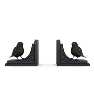 <b>Rustic</b> Bird Bookends Pair Sculpted Animal Design Heavy Duty Artistic Holder for Home Library Office <b>Shelf</b> Organization - Product Image 1