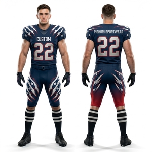 Ensemble d'uniformes de football personnalisés bordeaux et marine en polyester avec maillot et pantalon sublimés et détails rouges - Product Image 2