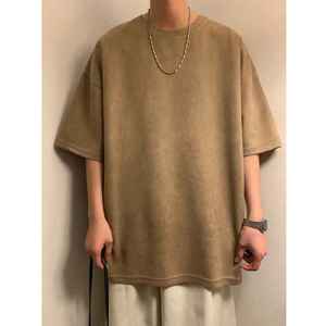 T-shirt pour homme à col rond, manches courtes, couleur unie, coupe ample, tissu jersey décontracté, 100% coton, impression sérigraphique, séchage rapide - Product Image 5