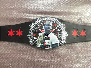 Cinturón de Campeonato de Lucha Libre Personalizado W-W-E C-M P-U-N-K 434-Days Spinner, Correa de Cuero Azul de 2 mm, Placas Metálicas - Product Image 5