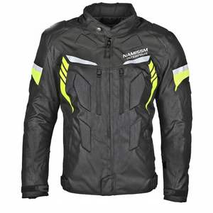 เสื้อแจ็คเก็ตขี่มอเตอร์ไซค์กันน้ำ ระบายอากาศได้ดี ไซส์ใหญ่พิเศษ  วัสดุหนังคอร์ดูร่า  พร้อมบริการ OEM  รับผลิตตามแบบ  โลโก้ Namissm Interprize  ตามสั่ง - Product Image 1