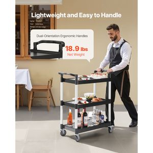 Carrello Utilitario in Plastica a 3 Ripiani con Capacità di Carico di 136 Kg, Ruote Girevoli a 360 Gradi (2 Freni), 24,4 X 16,1 Pollici - Product Image 3