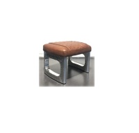 Meubles de luxe, design moderne, tabouret d'avion en cuir PU et aluminium, pouf ottoman