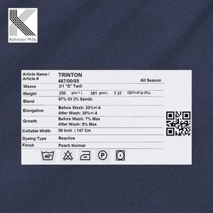 2026 Men's 97% Cotton 3% Spandex Combed Woven Stretch Twill <b>Fabric</b> 250gsm Peach Finish Apparel Pants Material - Product Image 4