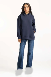 Sweat-shirt à col rond à manches longues de haute qualité OEM, à épaules tombantes, brodé, avec logo personnalisé, pull à capuche pour femmes - Product Image 3