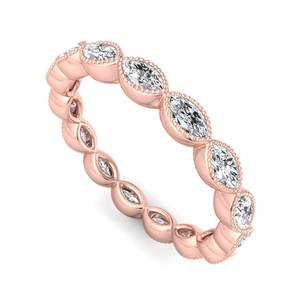 Bague d'éternité de luxe en or rose avec diamants taille marquise, sertie de milgrain <span class=keywords><strong>vintage</strong></span>, empilable, pour femme, bijoux de mode - Product Image 2