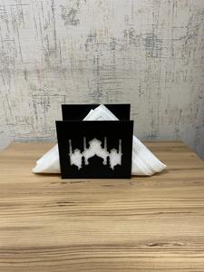 Porte-serviettes noir au design motif mosquée, idéal pour la cuisine, la table à manger ou la décoration de table à la maison, et pour une utilisation saisonnière, vente en gros depuis l'Inde - Product Image 3