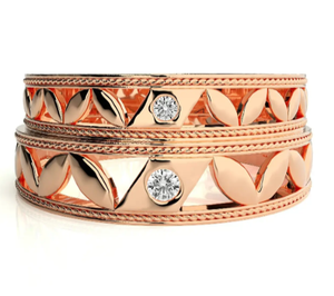 925 Sterling Silver Rose Gold Plated Leaf <b>Couple</b> <b>Rings</b> - Product Image 3