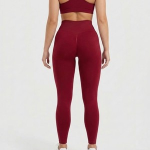 High Waist Ribbed Yoga <b>Leggings</b> Full Length Solid Color <b>Seamless</b> Stretch Activewear Pants for Women Workout Gym Fitness - Product Image 4