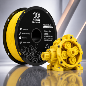 Filament d'imprimante 3D ABS jaune 22 Network, 1,75 mm, 1 kg, qualité industrielle, haute résistance aux chocs - Product Image 1