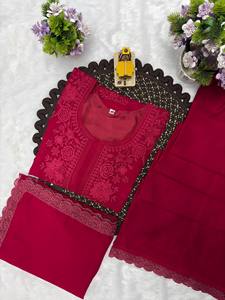 Salwar Kameez traditionnel pour femmes en coton marron avec broderie, longueur cheville, coupe régulière, style indien pakistanais, vêtements décontractés - Product Image 6