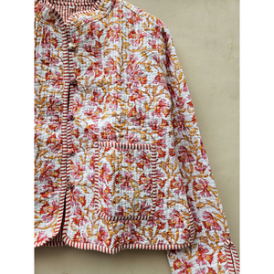 Veste réversible matelassée en coton imprimé à la main, motif floral, col en V, coupe classique, pour femmes et jeunes filles, idéale pour les fêtes, style vintage - Product Image 3