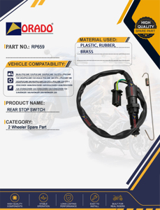 Interruptor de Freno Trasero Bajaj Pulsar Discover Avenger para Pulsar 135 150 180 200 NS 220 DTS I Discover 100M 100T 125M 125ST 125T 150F - Product Image 5