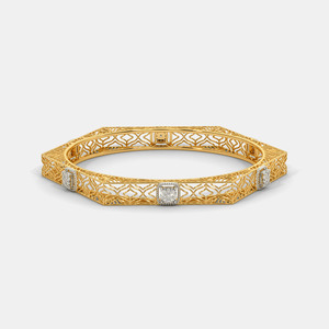 กำไลข้อมือทองคำประดับเพชรลายฉลุเรขาคณิต - Product Image 3