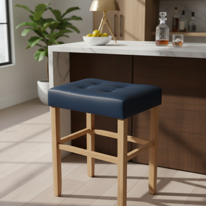 เก้าอี้บาร์ เก้าอี้เคาน์เตอร์ เก้าอี้บาร์หนัง PU แบบไม่มีพนักพิง เก้าอี้เคาน์เตอร์หุ้มเบาะ เก้าอี้บาร์ PU สไตล์โมเดิร์น เก้าอี้บาร์ครัวแบบไม่มีพนักพิง - Product Image 3