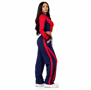 Wholesale Women 2 Piece Tracksuit Set Crop Zip Jacket and Jogger <b>Pants</b> Sportswear Fitness Outfit Casual Activewear Custom Logo - Product Image 2