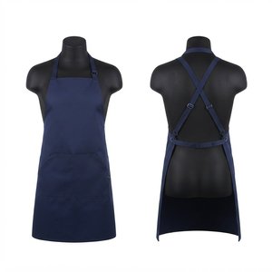 Premium 240 GSM Poly Cotton Barber <b>Apron</b> Navy Blue Adjustable Cross Back Straps Utility Pocket Custom Logo Workwear - Product Image 1