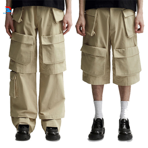 Pantalones Cargo Convertibles 2 en 1 para Hombre, con Múltiples Bolsillos, Pierna Ancha, Shorts Desmontables, Estilo Urbano, Color Caqui, Pantalones Holgados, Venta al Por Mayor - Product Image 2