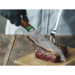 Couteau de chef artisanal en acier Damas de qualité supérieure, lame de 1/8 pouce, étui en cuir, manche en bois, couteau de camping, DIY OEM - Product Image 2