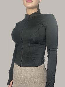 Wholesale <b>Long</b> <b>Sleeve</b> Workout <b>Sport</b> Wear Comfortable Design Solid Color Yoga <b>Top</b> Zip-up Jacket <b>Women</b> Workout Jackets - Product Image 3