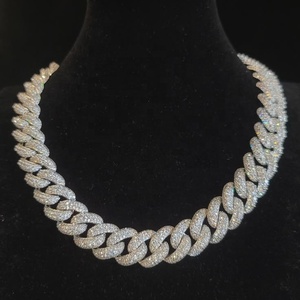 Luxury Iced Out Cuban Moissanite 10K Gold Plated Men's Hip Hop Link <b>Statement</b> <b>Necklace</b> - Product Image 1