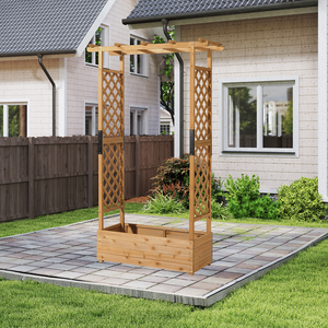 Raised Garden Bed <b>Trellis</b> with Hanging Roof Drainage Holes Vertical Plant Container for Vine Climbing Plants Floral <b>Planter</b> <b>Box</b> - Product Image 6