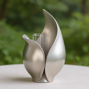 Florero de Aluminio Hecho a Mano - Recipiente Metálico Plegable para Decoración Floral de Mesa, Diseño Conceptual para Bodas - Product Image 3