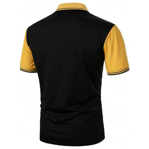 T-shirt Homme Jaune et Noir 100% Coton à Manches Courtes Tricoté Coupe Droite Décontracté avec Logo Avant Séchage Rapide Design Uni - Product Image 3