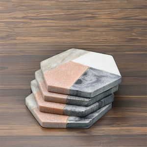 ชุดถาดรองแก้วหินหลายชั้นรูปทรงหกเหลี่ยมพร้อมเครื่องใช้บนโต๊ะอาหารสำหรับบ้านและโรงแรมงานฝีมือในอินเดีย - Product Image 1